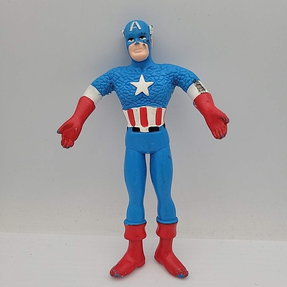 1989 Just Toys CAPTAIN AMERICA Bendable Figure Bendy Bend Figure 6" tall